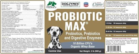 Dogzymes Probiotic Max -10 مليار بروبيوتيك CFU، البريبايوتكس، الإنزيمات الهاضمة - (8 أونصة) in Saudi Arabia