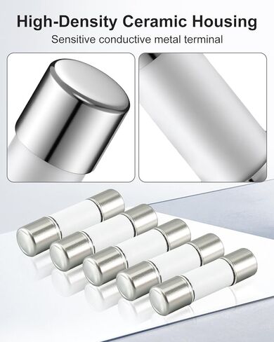 Ceramic Fuse Fit for Digital Multimeter, Replace HV510 FF10A6V520ASTM, 10A 600V 5x20mm, Fast Blowing, 5Pcs in Kuwait