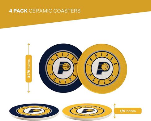 Desert Cactus Indiana Pacers Circle Ceramic Coasters 4 Pack NBA National Basketball League Absorbent Drink Coasters with Cork Backing (Design A) in Kuwait