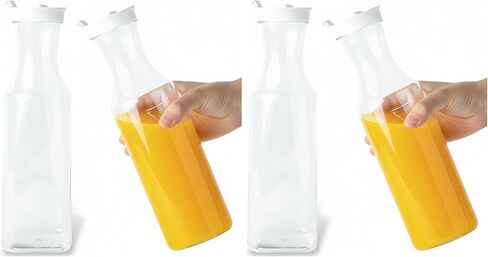 Blue Sky Square Clear Plastic Pitcher 54oz with White Lid - 1 Count | Elegant Serveware Perfect for Parties, Picnics and Gatherings in Kuwait