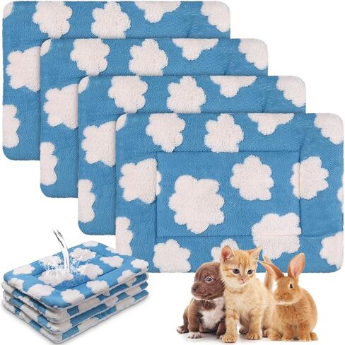 4 Pcs Waterproof Guinea Pig Bedding Winter Guinea Pig Plush Cage Liners Soft Dog Cat Bed Mat Reversible Cozy Animal Pee Pad Hamster Bed Mat Washable for Bunny (Cute Star,13 x 10 Inch) in Saudi Arabia