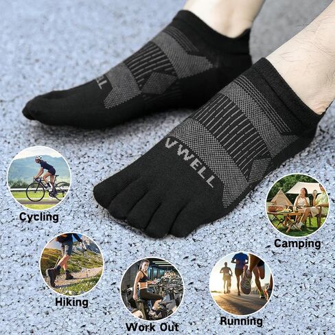 VWELL Merino Wool Toe Socks for Men Women Ankle Five Finger socks Athletic Running Moisture Wicking (3Pairs) in Kuwait