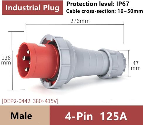IEC60309 Waterproof Industrial Connector Plug 4Pin 125A 380-415V 3P+E IP67 in Kuwait