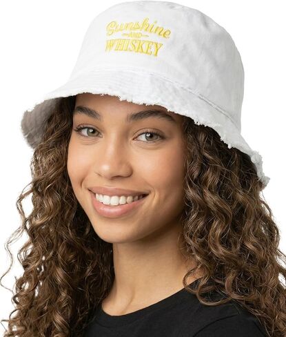 Funky Junque Bucket Hat for Women Embroidered Saying Outdoor Camping Hiking Fishing Safari Festival Boonie Cap Unisex Sun Hat in Saudi Arabia