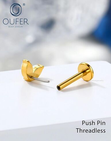 OUFER Gold Helix Piercing Jewelry 16G 6/8MM Opal Leaf Forward Helix Earrings, 316L Surgical Steel Flat Back Push Pin Labret Lip Cartilage Tragus Piercing Jewelry in Saudi Arabia