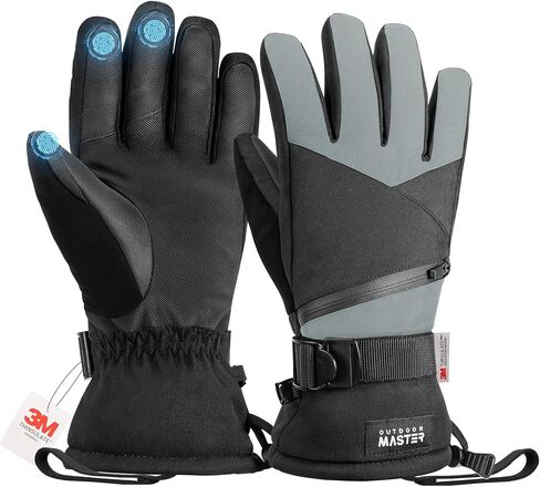 OutdoorMaster Ski Snow Gloves for Women & Men, 3M Thinsulate Waterproof Snowboard Gloves, Winter Warm Windproof Snowmobile with Double-Pocket in Saudi Arabia