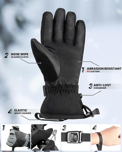 OutdoorMaster Ski Snow Gloves for Women & Men, 3M Thinsulate Waterproof Snowboard Gloves, Winter Warm Windproof Snowmobile with Double-Pocket in Saudi Arabia