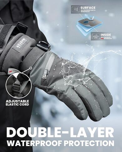 OutdoorMaster Ski Snow Gloves for Women & Men, 3M Thinsulate Waterproof Snowboard Gloves, Winter Warm Windproof Snowmobile with Double-Pocket in Saudi Arabia