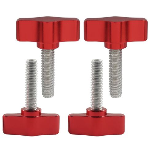 4 Pack M6 x 25mm Red Z Type Handle Thumb Screw Stainless Steel T-Shaped Wing Adjustable Knob AluminumHead Mechanical Handle Bolts for Sawing Machines & Woodworking Machinery in Kuwait