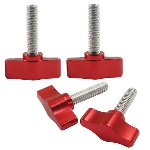 4 Pack M6 x 25mm Red Z Type Handle Thumb Screw Stainless Steel T-Shaped Wing Adjustable Knob AluminumHead Mechanical Handle Bolts for Sawing Machines & Woodworking Machinery in Kuwait