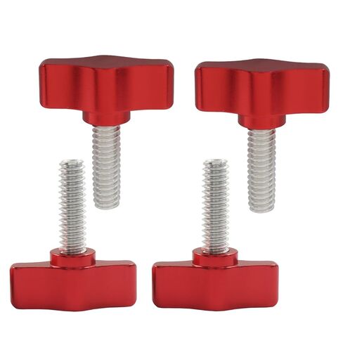 4 Pack M6 x 25mm Red Z Type Handle Thumb Screw Stainless Steel T-Shaped Wing Adjustable Knob AluminumHead Mechanical Handle Bolts for Sawing Machines & Woodworking Machinery in Kuwait