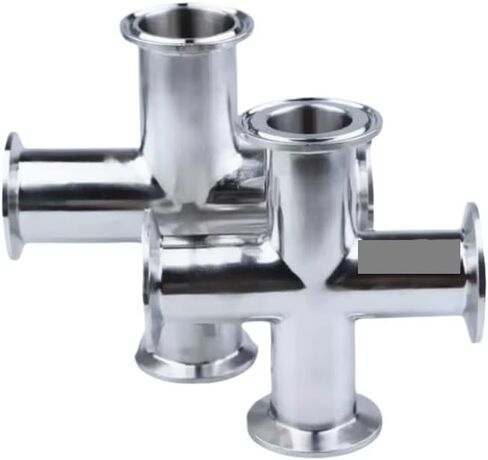 Pipe OD 38mm Stainless Steel SS 304 4 Way Cross Fitting Tri Clamp Feerule OD 50.5mm IHNIEAEW in Kuwait