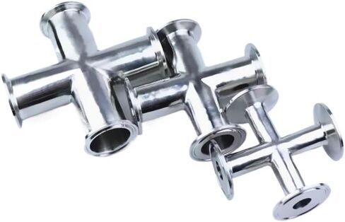 Pipe OD 38mm Stainless Steel SS 304 4 Way Cross Fitting Tri Clamp Feerule OD 50.5mm IHNIEAEW in Kuwait