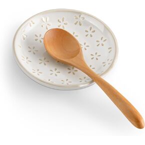 MALACASA Ceramic Spoon Rest for Stove Top, 4.8 inch Cooking Spoon Holder for Kitchen Counter,Utensil Rest for Ladle, Spatula, Spoons or Tongs, Modern Farmhouse Kitchen Décor - 01, Series LYDIA in Saudi Arabia