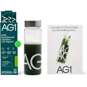 مجموعة AG1 Athletic Greens للمبتدئين لمدة 7 أيام - مسحوق الخضر الكل في واحد مع الفيتامينات المتعددة والبروبيوتيك والأطعمة الفائقة - تتضمن 7 عبوات سفر، ومجلة خالية من مادة BPA ومجلة بناء العادات in Kuwait