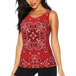Peynir Paisley Bandana Boho Red Women'S Tank Tops Breathable Quick Dry Summer Casual Sport Vest, X-Large, Fashion in Kuwait