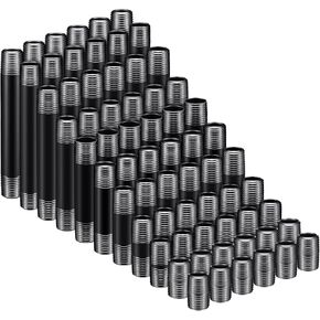 Moxweyeni 66 Pcs 1/2 Inch Black Metal Pipe Assortment Bulk Includes 6 of Each Size Plumbing Supplies Duty Malleable Threaded Nipples for All DIY Furniture and Pipe Steampunk Industrial Vintage Style in Kuwait