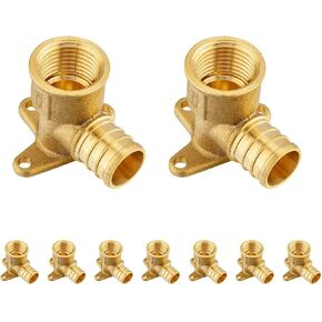حزمة من 10 تركيبات Foskan Brass PEX، 3/4 بوصة PEX إلى 1/2 بوصة NPT أنثى كوع الأذن المتدلية، تجهيزات تجعيد بارب لمشاريع الأنابيب in Kuwait