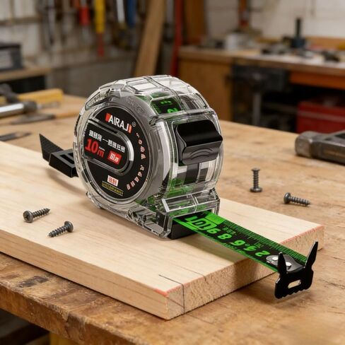 Neon Green 33-Foot (10m) Tape Measure, 1-Piece 1-Inch Wide Blade with High-Visibility Markings and Auto-Lock in Kuwait
