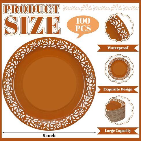 Yungyan 100 Pcs Cielito Lindo Plates Platos De Barro Mexicanos Paper Plates Baby Shower Cielito Lindo Party Supplies 9 Inch Mexican Plate Terracotta Clay Pottery Cinco De Mayo Wedding Party Decoration in Saudi Arabia