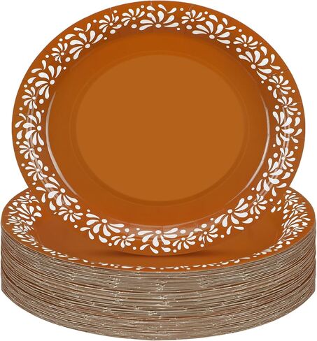 Yungyan 100 Pcs Cielito Lindo Plates Platos De Barro Mexicanos Paper Plates Baby Shower Cielito Lindo Party Supplies 9 Inch Mexican Plate Terracotta Clay Pottery Cinco De Mayo Wedding Party Decoration in Saudi Arabia
