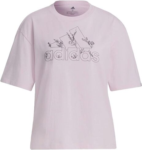 adidas Womens Soft Floral Short Sleeve Graphic T-Shirt, Clear Pink in Kuwait