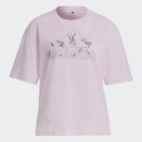 adidas Womens Soft Floral Short Sleeve Graphic T-Shirt, Clear Pink in Kuwait