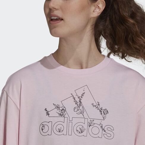 adidas Womens Soft Floral Short Sleeve Graphic T-Shirt, Clear Pink in Kuwait