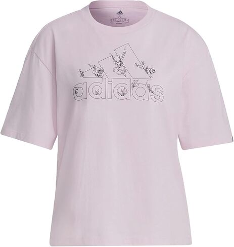 adidas Womens Soft Floral Short Sleeve Graphic T-Shirt, Clear Pink in Kuwait