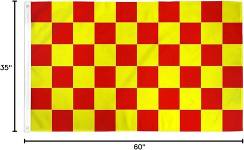 AZ FLAG - علم مربع باللونين الأحمر والأصفر - 3x5 قدم - لافتة سباق مربعة من البوليستر 100D مع حلقتين معدنيتين - مقاومة للبهتان - ألوان زاهية - 3 × 5 أقدام - 150 × 90 سم in Kuwait