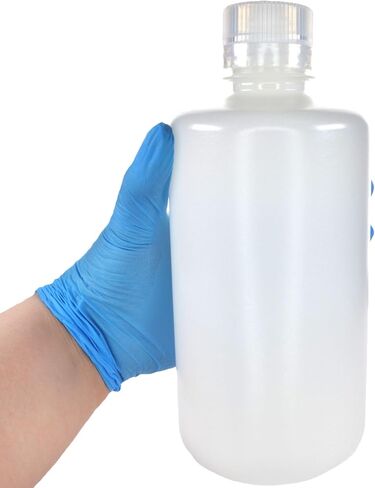 EISCO - Pack of 12, 1L Narrow Mouth HDPE Translucent Reagent Bottles with Polypropylene Caps, Non-Sterile, Leak-Proof, Chemical Resistant, -100 to 120°C, Laboratory Storage and Transport in Kuwait