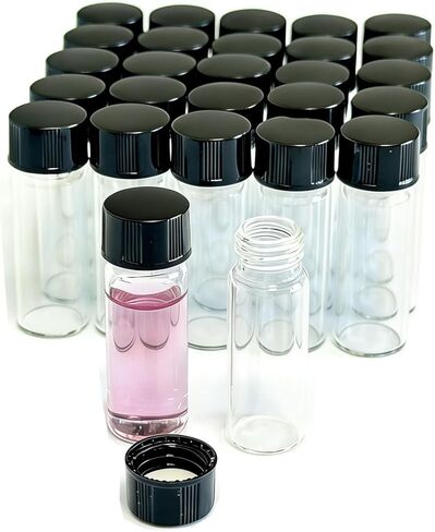 25 PCS 4ml Clear Glass Vials with Screw Caps, 1 Dram Borosilicate Bottles, 15x45mm Leak-Proof for Oils, Perfume, Powder, Pellets, Lab Samples in Kuwait