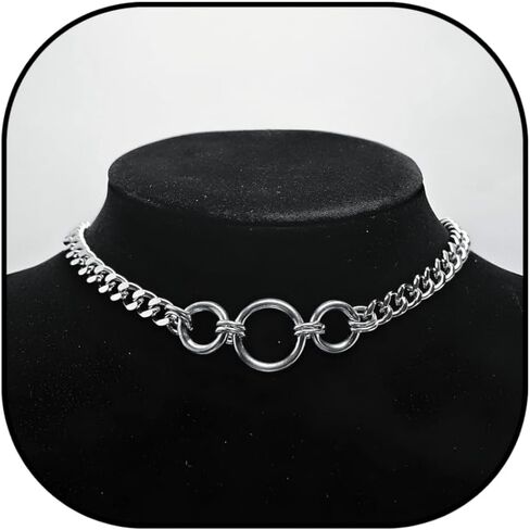 Stainless Steel O-Ring Collar Choker Adjustable Cuban Necklace Jewelry Gift for Women in Saudi Arabia