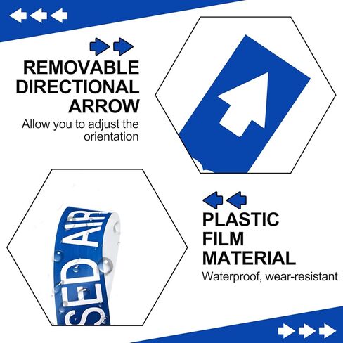 2 Roll Economy Pipe Markers - 1" Height x 8" Width Compressed Air Pipe Labels, White Blue Self-Sticking Plastic Film in Saudi Arabia