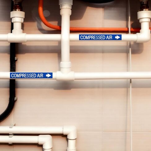2 Roll Economy Pipe Markers - 1" Height x 8" Width Compressed Air Pipe Labels, White Blue Self-Sticking Plastic Film in Saudi Arabia