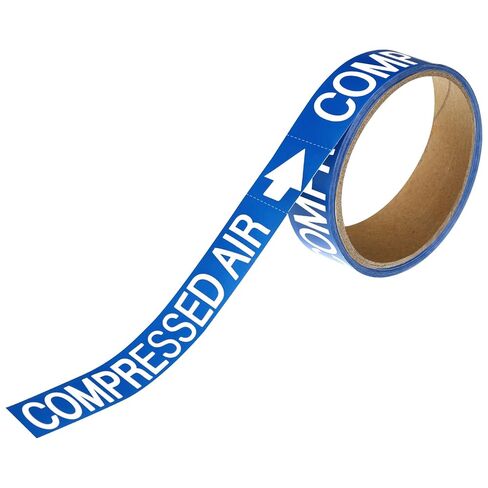 2 Roll Economy Pipe Markers - 1" Height x 8" Width Compressed Air Pipe Labels, White Blue Self-Sticking Plastic Film in Saudi Arabia