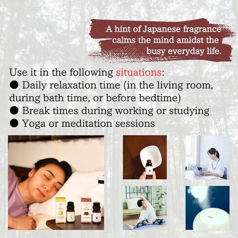 ［KYOTO ASANOHA］Hinoki Essential Oil 100% Pure Japanese Cypress | 0.34 fl oz(10ml) | Earthy Wood Scent for Diffuser, Zen Meditation, and Forest Bathing (Shinrin-yoku) | Made in Japan in Kuwait
