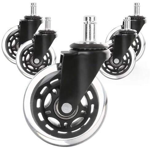 Rubber Chair Casters Replacement 3 Inch Heavy-Duty Caster Wheels Smooth & Safe Rolling 1/3/5Pcs(5PCS) in Kuwait
