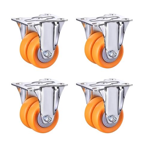 Silent Swivel Castor Wheels 2 Inch Heavy Duty Double Nylon Wheel with Brake 4Pcs(Brake-Fixed,2 inch) in Kuwait