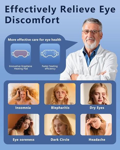 Heated Eye Mask for Dry Eyes – Upgraded Cordless Warm Eye Compress, 100% Mulberry Silk Sleep Mask with Graphene Heating, 3 Heat Levels and Auto Shut-Off, Rechargeable and Washable in Saudi Arabia