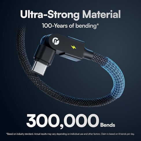 Raycon Magic Spin Cable - USB C to USB C Cable 100W Fast Charging, Type C Charger Fast Charging Cord for iPhone 17/16/15, Samsung, Android, Tangle-Free, Braided Nylon USBC to USBC Cable (Blue, 10ft) in Saudi Arabia