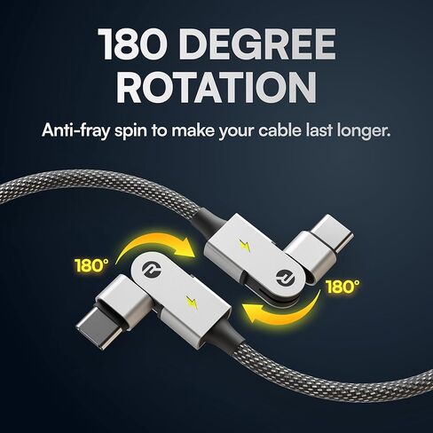 Raycon Magic Spin Cable - USB C to USB C Cable 100W Fast Charging, Type C Charger Fast Charging Cord for iPhone 17/16/15, Samsung, Android, Tangle-Free, Braided Nylon USBC to USBC Cable (Blue, 10ft) in Saudi Arabia