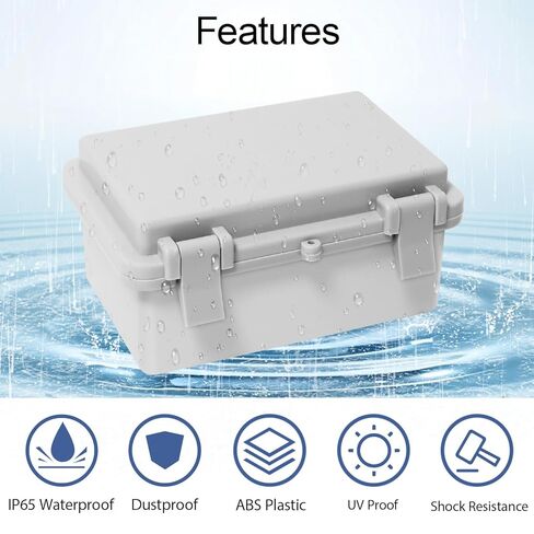 Junction Box, ABS Plastic, IP65 Waterproof Dustproof Universal Electrical Enclosure, Hinged Shell Outdoor and Indoor Usage Project Box, 5.9"x 3.9"x 2.8"(150x100x70mm), Grey in Kuwait