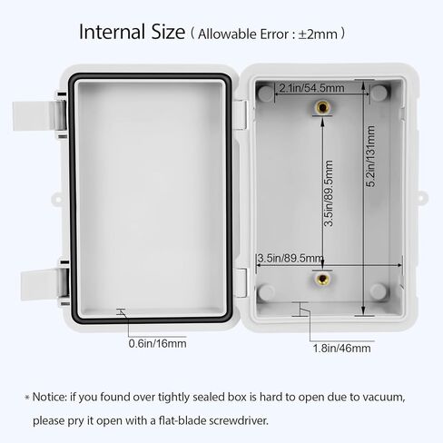 Junction Box, ABS Plastic, IP65 Waterproof Dustproof Universal Electrical Enclosure, Hinged Shell Outdoor and Indoor Usage Project Box, 5.9"x 3.9"x 2.8"(150x100x70mm), Grey in Kuwait