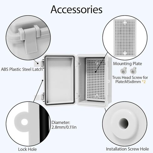 Junction Box, ABS Plastic, IP65 Waterproof Dustproof Universal Electrical Enclosure, Hinged Shell Outdoor and Indoor Usage Project Box, 5.9"x 3.9"x 2.8"(150x100x70mm), Grey in Kuwait