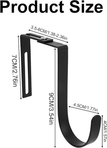 2pcs Over Door Hook, Adjustable Cubicle Hooks Durable Iron Compartment Door Hanger Hanging Clothes Organizer Towel Rack for Coat Hat Home Bedroom Office Cloakroom, No Space Required in Kuwait
