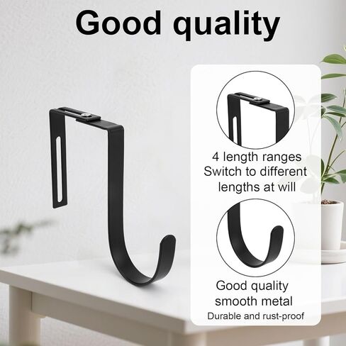 2pcs Over Door Hook, Adjustable Cubicle Hooks Durable Iron Compartment Door Hanger Hanging Clothes Organizer Towel Rack for Coat Hat Home Bedroom Office Cloakroom, No Space Required in Kuwait