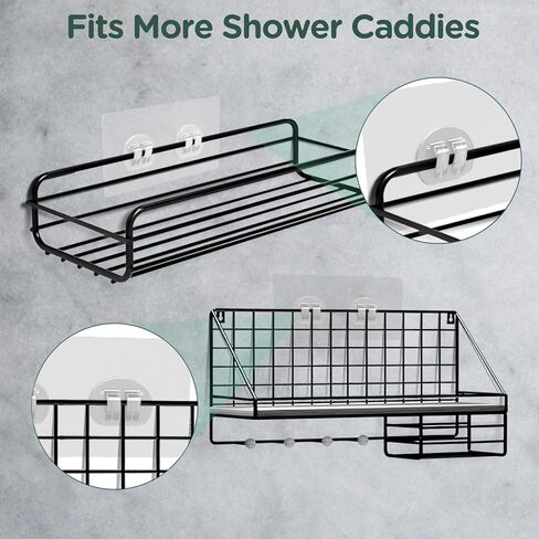 10 Pack Shower Caddy Adhesive Replacement, Heavy Duty Waterproof Adhesive Hooks for Shower Shelves Bathroom and Kitchen Storage Racks, No Drilling Required (Double Claw) in Saudi Arabia