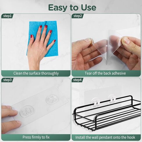 10 Pack Shower Caddy Adhesive Replacement, Heavy Duty Waterproof Adhesive Hooks for Shower Shelves Bathroom and Kitchen Storage Racks, No Drilling Required (Double Claw) in Saudi Arabia