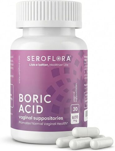 Seroflora Boric Acid 600mg Feminine Capsules, Feminine pH Support, Intimate Freshness for Women, Fast-Dissolving Capsules (30 Count) in Saudi Arabia